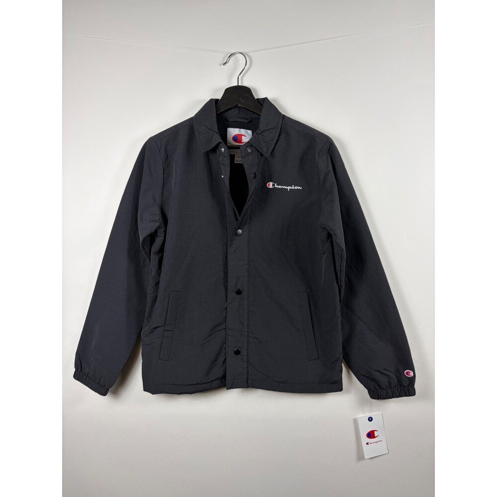 Champion Youth Classic Coachs Nylon Jacket Water Resistent Black XL 18/20 NEW